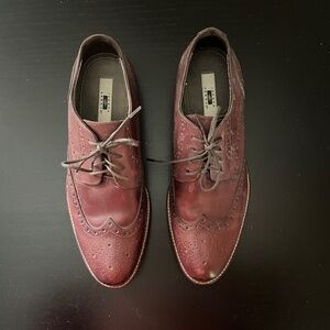 Joseph Abboud Men's Italian Leather Wingtip Dress Shoes - Size 8.5 Cherry Brown